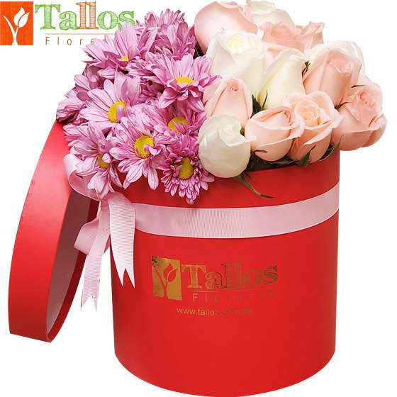 box de rosas y margaritas para regalo especial delivery de flores en Lima